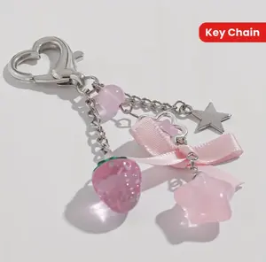1pc Cute Sweet Star Strawberry Bow Keychain - Women's Bag Pendant - Perfect Gift