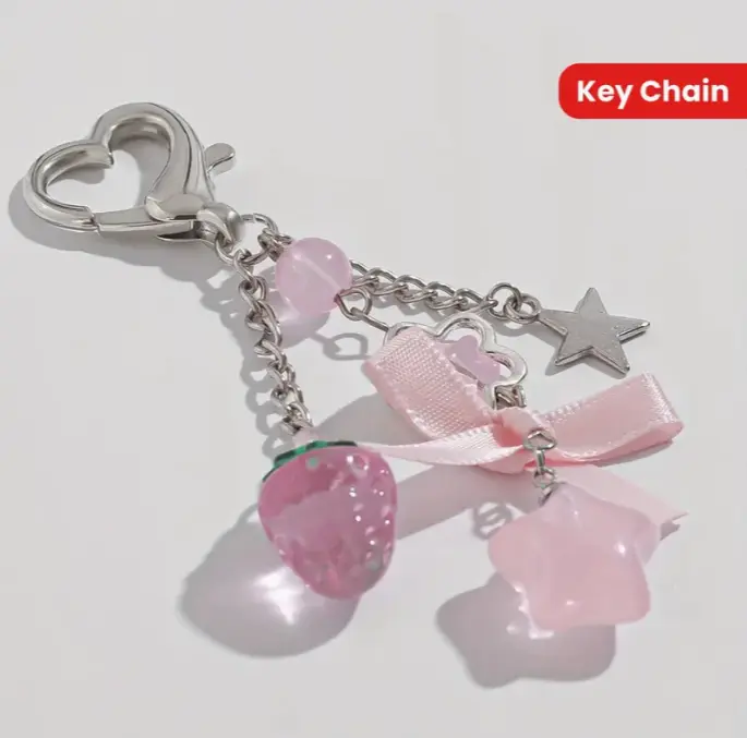 1pc Cute Sweet Star Strawberry Bow Keychain - Women's Bag Pendant - Perfect Gift