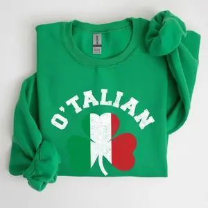 Italian Shamrock Flag St Patrick's Day Sweatshirt & Tshirt 100% Cotton OEKO-TEX Certified Low Impact Dyes