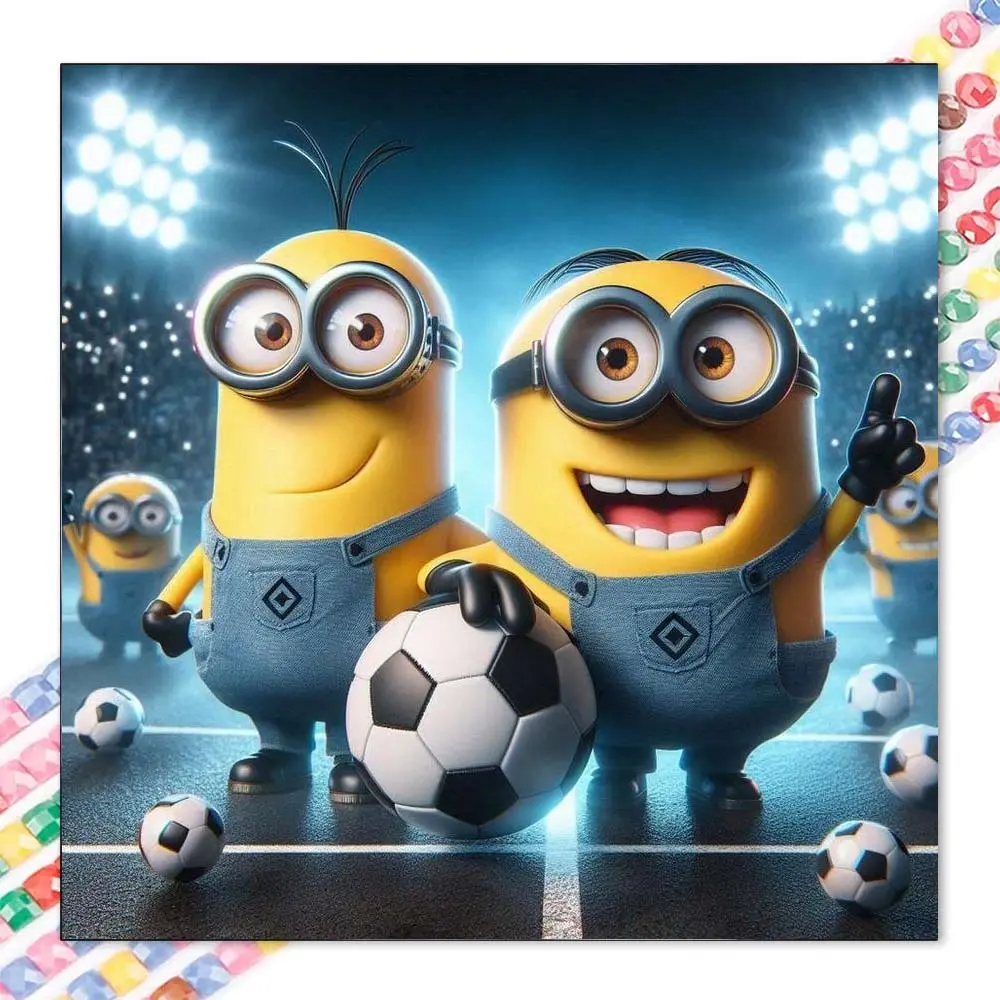 1 set of DIY diamond painting kit, 5D diamond art kit, DIY decoration Minions, football, sports field. Mosaic, diamond art, DIY art home decor.