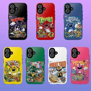 Retro Power Rangers Cereal Box Phone Case – Fun Cartoon Cover Compatible with iPhone X, 11, 12, 13, 14, 15, 16, 17 Plus Pro Promax