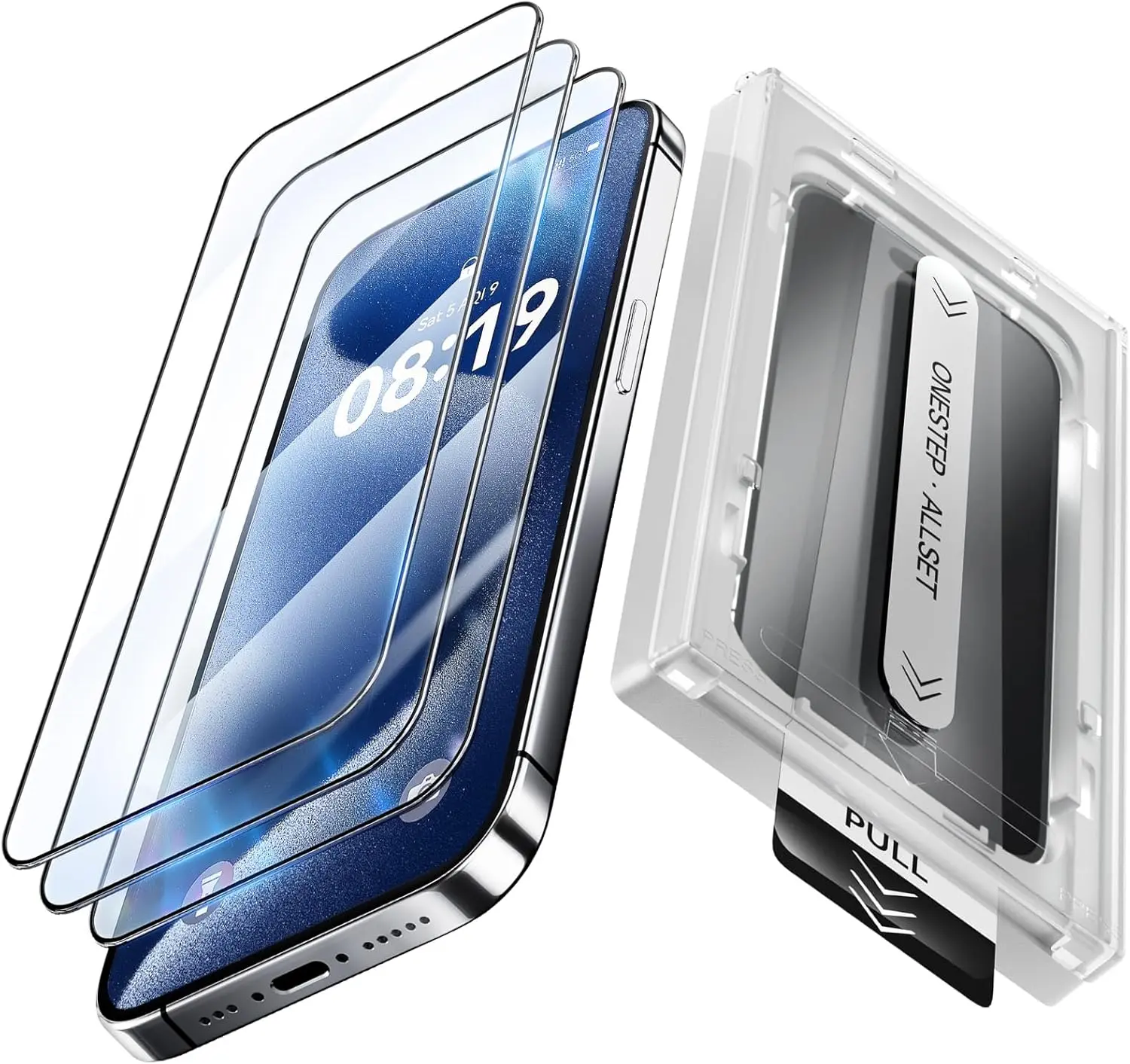 3 Pack Privacy & HD Clear Tempered Glass Screen Protector Compatible with iPhone 13/14/15/16/17 Series, 3 Pack Auto Alignment Dust Free Installation Kit, 9H Shatterproof Anti Spy/Anti Blue Light Bubble Free Case Friendly Screen Guard