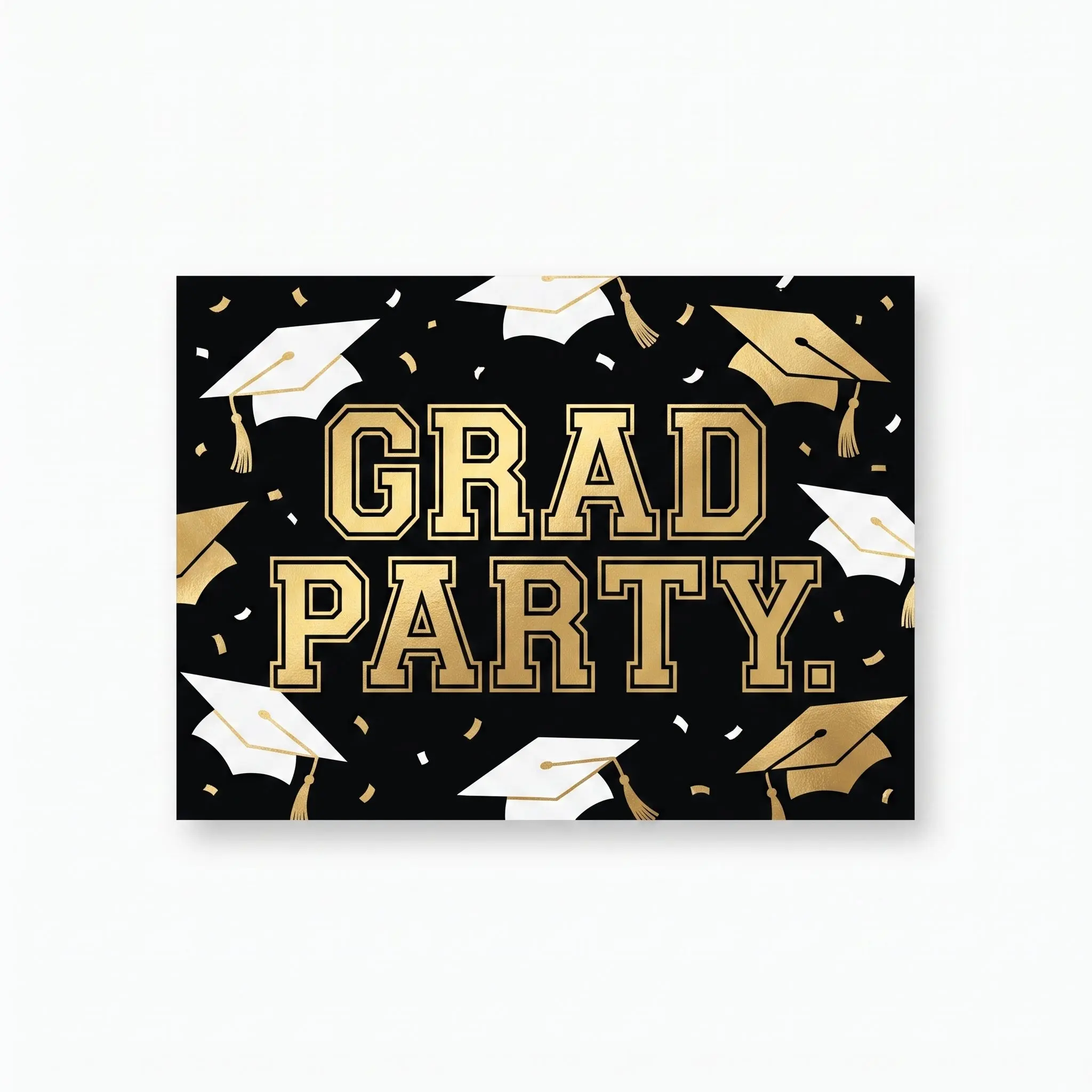 Gold & Black Graduation Party Invitations