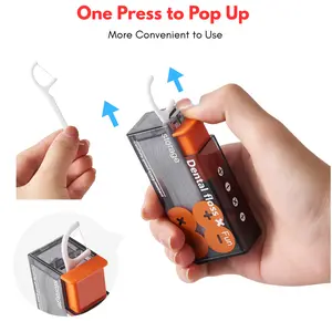 Dental Floss Pick Dispenser 4-Piece Family Pack with 40 Picks Portable Travel Toothpick Holder One Press to Pop Up Convenient Design