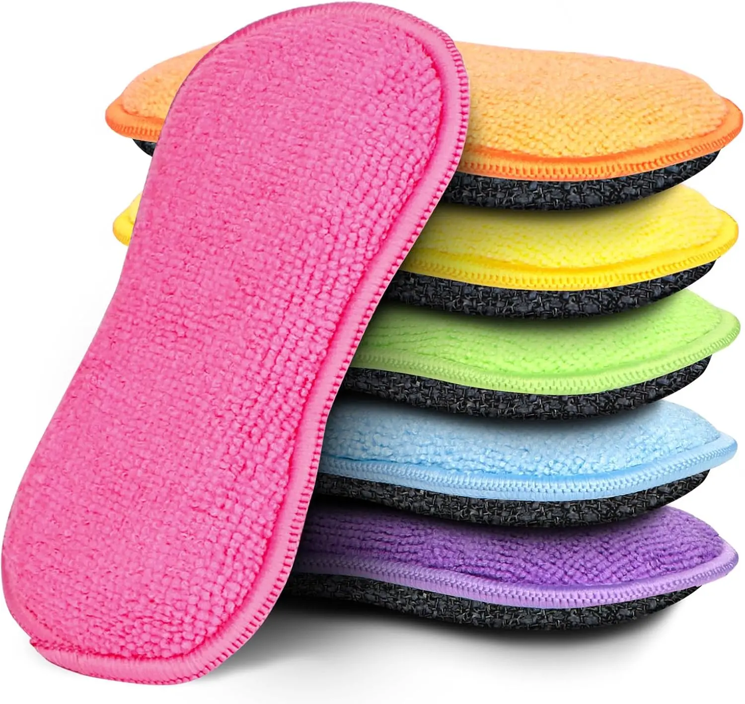 Dish Sponge 6 Pack, Microfiber Kitchen Sponges for Cleaning | Non Scratch Microfiber Sponges for Washing Dishes, Double-Sided Scrub Sponge for Pots, Pans, Glass