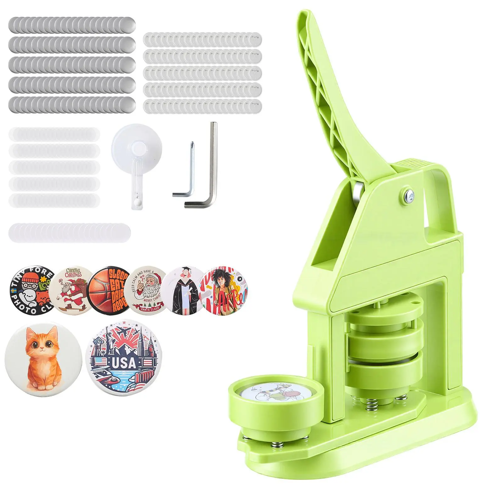 【Summerfinds】【Mother's Day】VEVOR Button Maker Machine, 2.28 in, Plastic Pin Maker with 100pcs Button Parts, Mr. Panda Magic Book, Circle Cutter and Hex Wrenches, Reinforced Ergonomic Handle, for DIY Badges, Personalized Pins