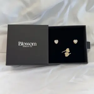 HEART RING AND STUDS SET 18KT GOLD PLATED