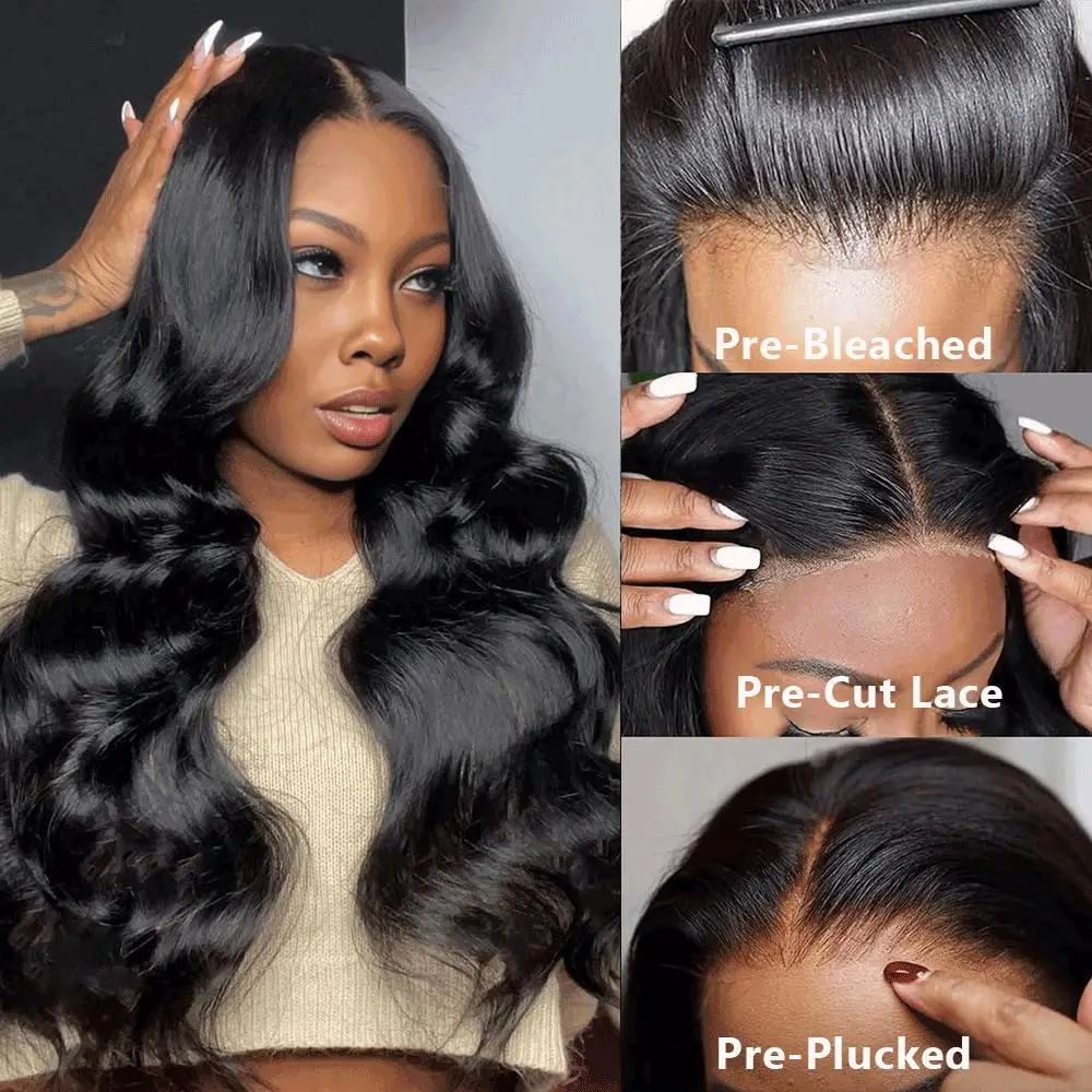 Bling Hair 5x5 Lace Closure Wigs Glueless Wig Human Hair Ready To Wear Bleach Knot 6x4 Body Wave Pre plucked Ready To Go Wigs Pre Cut Lace 180 Density #dealsforyoudays