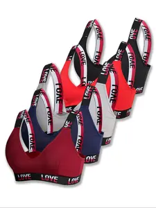 Women's Letter Print Wireless Bralettes, Comfortable Breathable Lingerie Top for Daily Wear, Women's Underwear for All Seasons, Workout Bras