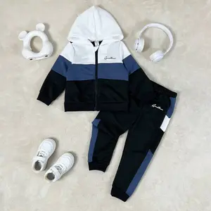 Ready Stock Toddler Boys Color-Block Tracksuit 4Y,5Y,6Y,7Y Kids Hooded Jacket & Pants 2Pcs Fall Winter Clothes Set 312307036-13