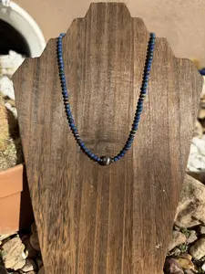 Lapis & silver pearls necklace