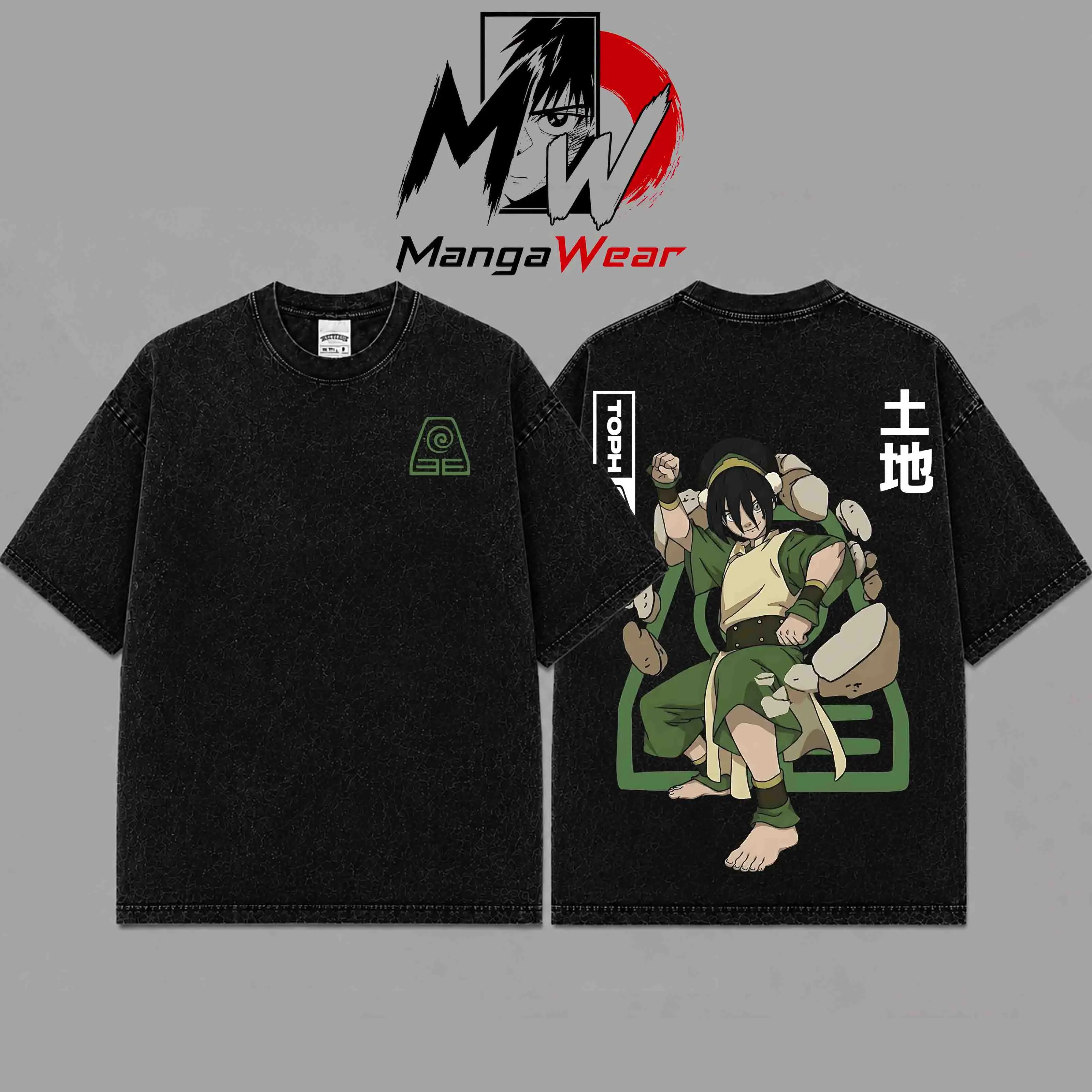 [ Mangar Wear ] Avatar Team Adult Avatar Aang Zuko Toph Katara The last Air Bender Hero Double Printed Oversize Tshirt Sweater Hoodie heavytweight Acid Washed Tee TV Show Graphic Top Cotton Gift T-Shirt For Comic Lover, Gift T-Shirt For Movie Lover toph