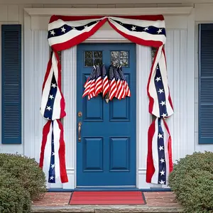 20 Foot Patriotic Door Decoration Set, Combining American Flag and Stars, July 4th Front Door Display Commemorative Day 250 Independent Outdoor porch (2-piece set)