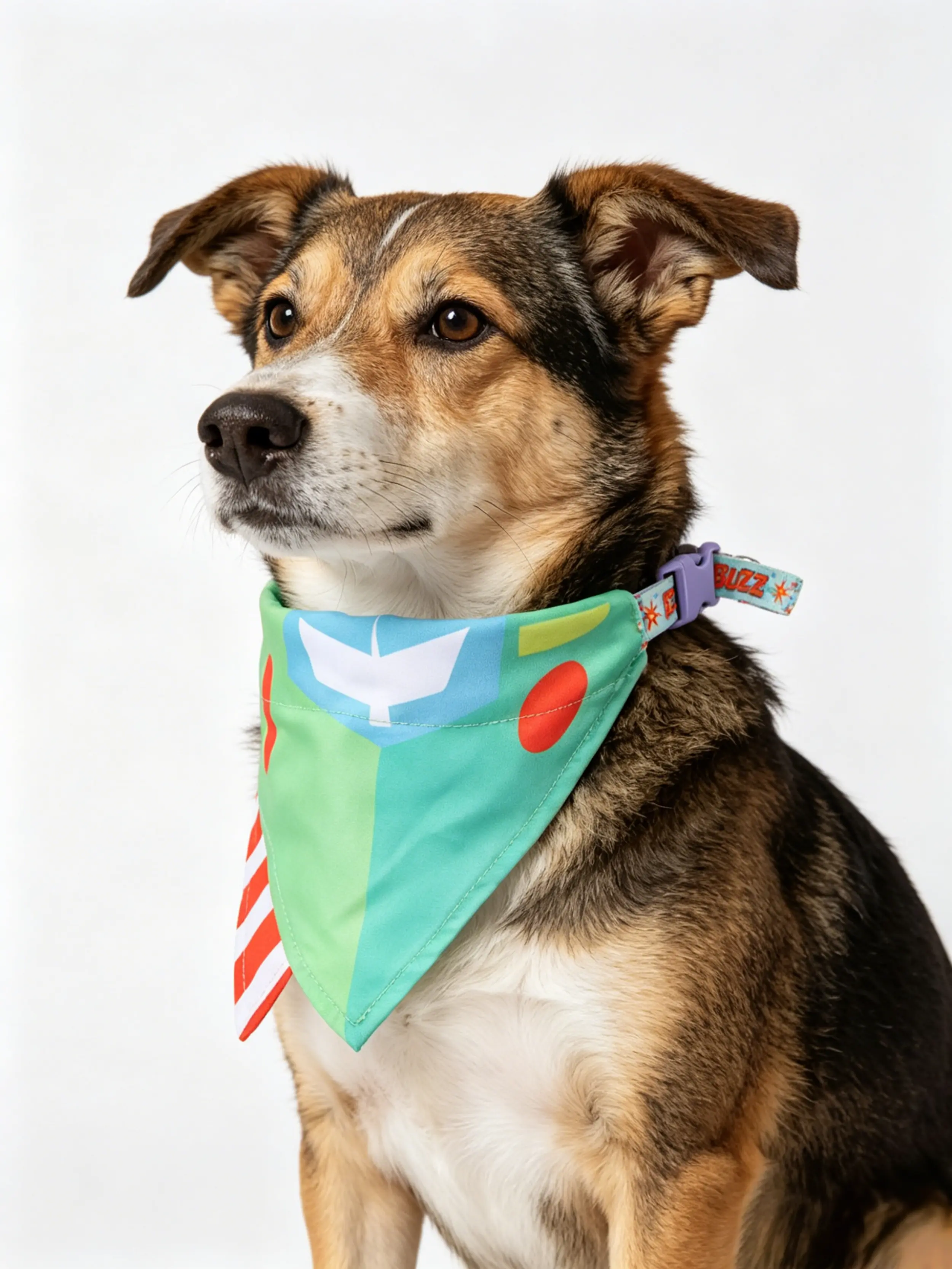 Disney Pixar Toy Story 5 Buzz Lightyear 2-in-1 Pet Bandana with Adjustable Collar - Vibrant Cartoon Anime Space Ranger Cosplay Neckwear, Polyester Knit, Hand Wash Only, for Small Dogs & Cats (7.87"x6.69"x0.59", Small), Halloween