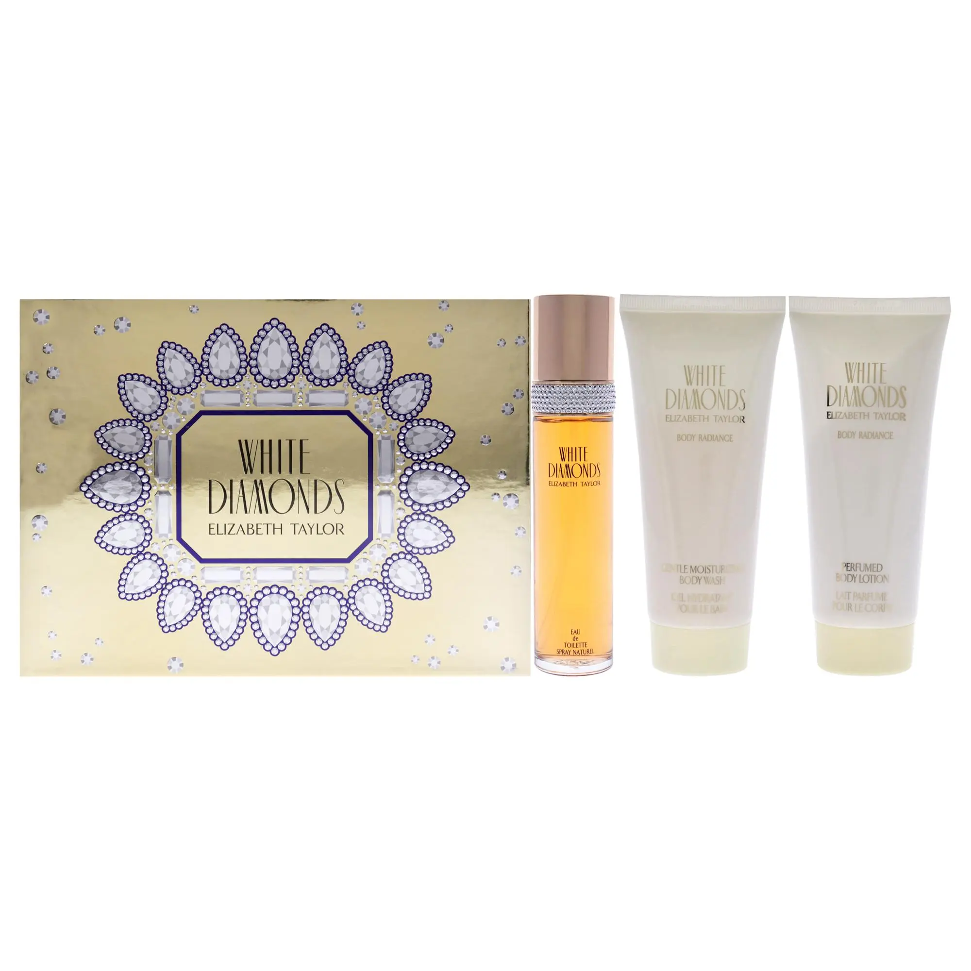 White Diamonds by Elizabeth Taylor for Women - 3 Pc Gift Set 3.3oz EDT Spray, 3.3oz Perfumed Body Lotion, 3.3oz Body Wash
