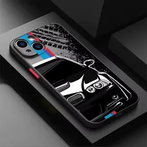 Sports B Power Car M Logo Phone Case for iPhone 17 16 15 14 13 12 11 Pro Max Plus Black Soft Edge Cover