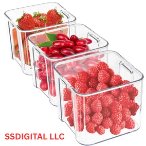 3-Pack Fridge Organizer Drawer Divider Pull-Out Storage Bins Clear Refrigerator Food Containers Produce Saver for Pantry Kitchen Cabinet