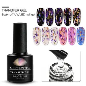MEET ACROSS 7ml Transfer Gel, Nail Foil Glue Gel for Nail, Foil Gel Transfer for Nails Art Stickers Strong Adhesion Foil Transfer Gel Soak Off Salon DIY UV LED Lamp Required