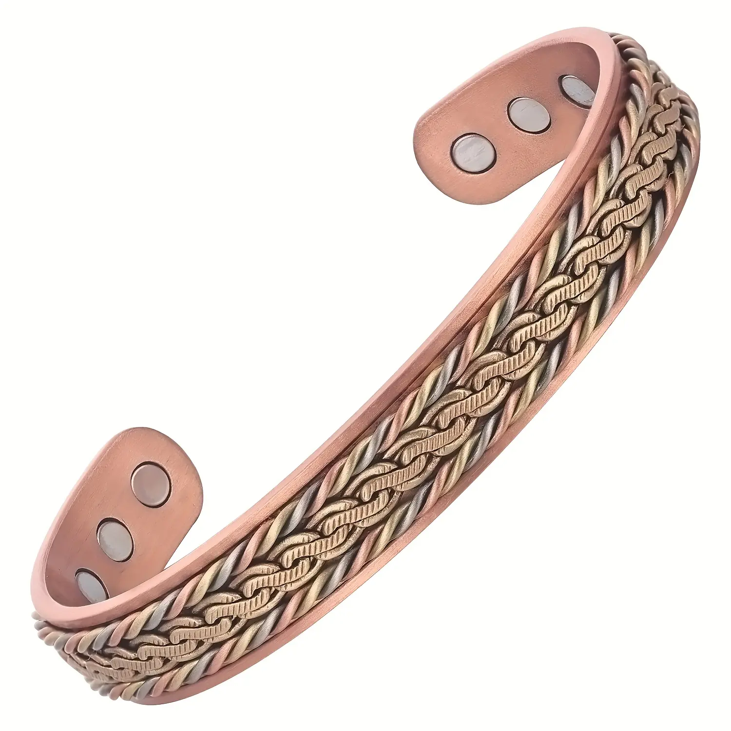 1pc Copper Bracelets for Women, Unique twisted wire three-color design Magnetic Bracelets for Women with Magnets, Jewelry Gift