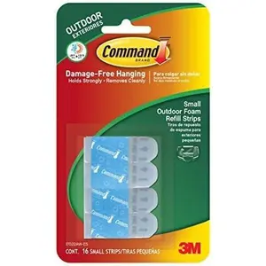 Outdoor Replacement Strips, Re-Hang Outdoor Hooks, Small, 6-packages (96 strips total) (17022AW-ES)