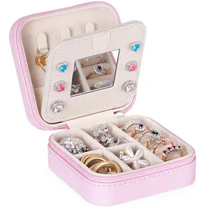 Lifewit Travel Jewelry Organizer Case with Mirror, Compact Jewelry Box for Women and Girls, Ideal Gift for Her, Portable Storage for Beach