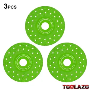 3PCS 4.5 Inch Ultra Thin Diamond Cutting Discs Set, Air Brazed High Performance Angle Grinder Saw Blades, Fast Precision Cutting Wheels for Ceramic, Glass, Marble, Granite, Porcelain Tile and Masonry Cutting Tool Kit