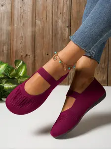 Women's Fairy Style Mary Jane Shoes Breathable Mesh Slip-On Flats, Ballet flats, Summer Hollow Out Design, Comfortable Casual Footwear