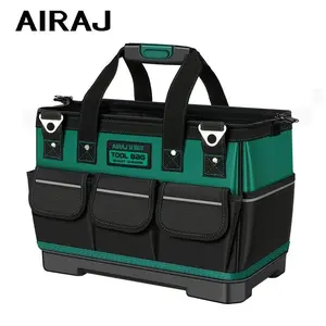 AIRAJ 16/18 Inch Tool Bag, Waterproof Large Capacity Fabric, Multi-Pocket Design for Electricians and Plumbers, Reflective Strip, Wide Mouth Opening, Tool Bag Organizer