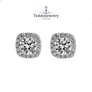 【EM-202】S925 Square Moissanite Earring, 0.5-3ct Square Shape Simple Fashion Accessories for Daily Wear Party Holiday, Gift for Family & Friends