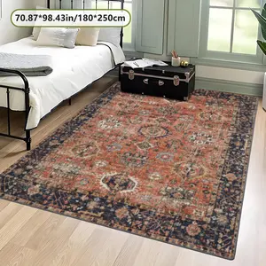 Velvet Soft Comfort Persian Vintage Pattern Print Rug, Home Decor Carpet, Living Room Large Mat, Sofa Pad, Bedroom Bedside Rug