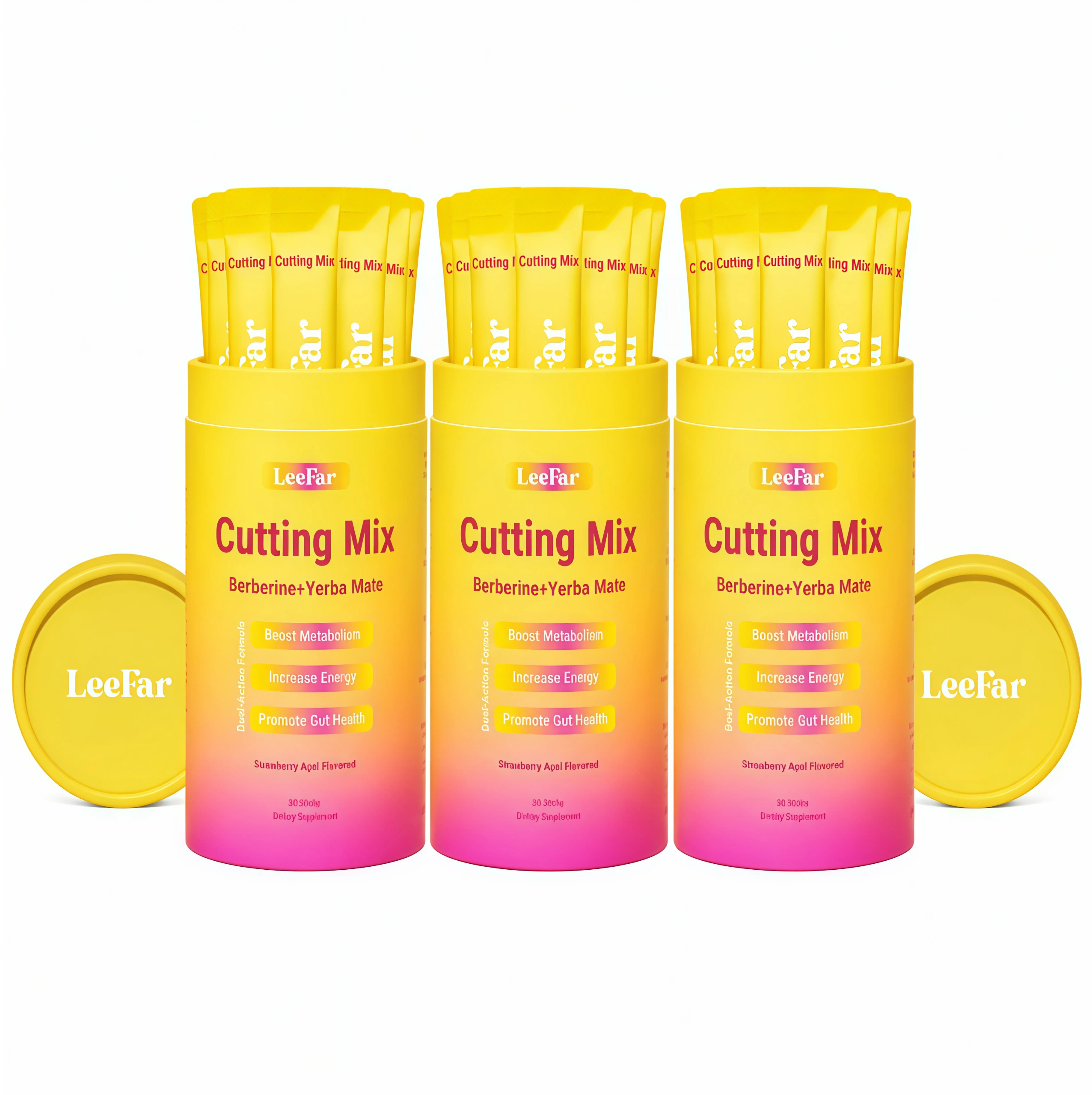 3 Botte LeeFar Cutting Drink Mix WD–| Strawberry Açaí Flavor – 30 Servings