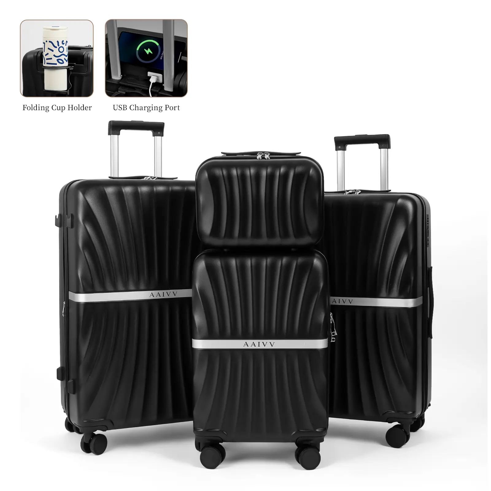AAIVV 4 Piece Luggage Set Expandable ABS Travel Suitcase Set TSA Lock Hardshell Durable Lightweight Traveling Luggage Sets Gift for Back to School (Amy Green, 28in26in20in13in)