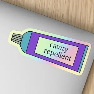 Cavity Repellent Sticker – Holographic Toothpaste Vinyl Decal for Dental Pros & Students
