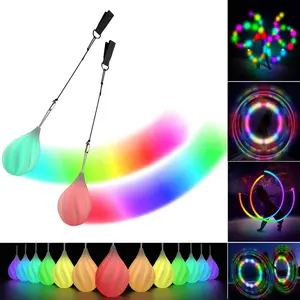 LED Poi Balls Set for Children and Adults - Luminous Premium Toy for Beginners & Professionals | LED Pois Kids Juggling | Juggling Set & Light Painting Accessories | Fire Poi Balls & Luminous Balls