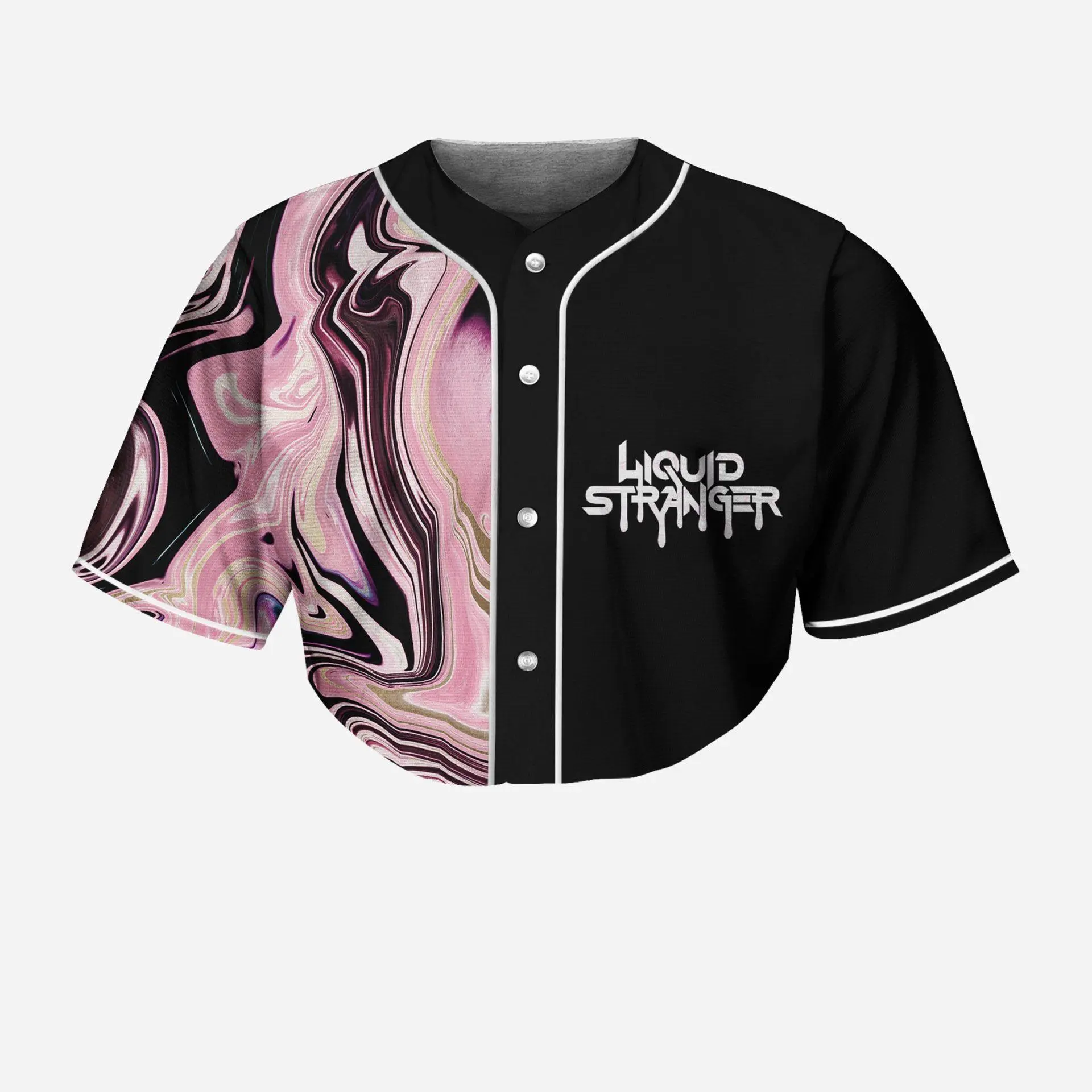 Psychedelic Liquid Stranger Oil Slick Crop Jersey, Trippy EDM Festival Streetwear
