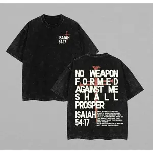 TEE FAB valentine shirts No Weapon Christian Washed T-Shirt, Jesus T-Shirt, Jesus Tee, Easter Tee, Christian Apparel Streetwear Gym Menswear Oversized Top Men or Women