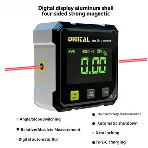 Magnetic Digital Angle Finder with Dual Laser Guide & 360° Magnetic Attachment Rechargeable Angle Meter for Woodworking Construction and Machinery Tool Industrial Calipers