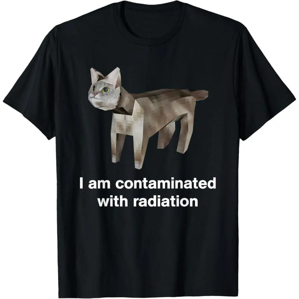 ☢️🐱 Men's Radiation Cat T-Shirt, Funny Cat Meme Graphic Tee, Weird Cat Humor Shirt, Casual Streetwear, 100% Cotton, Unisex Fit, Ships from USA