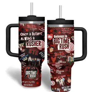 Big Time Rush Music Custom Cup 40 oz Tumbler With Handle, Gift for fans, gift for girl friends Drinkware Water Tumbler Portable Washable, Stain Steel Tumbler