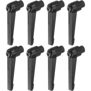 8pcs Adjustable Clamping Lever Handles M8 Female Thread Knobs Rotating Screw Locking Quick Release Ratchet Push Button Handle, Black