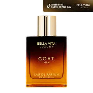 BellaVita Luxury's G.O.A.T. Man | Eau De Parfum (EDP) | Bergamot, Amber & Vetiver | Woody & Musky | Long Lasting | Cruelty Free | Perfect Father's Day Gift for Him | Super Brand Day Exclusive