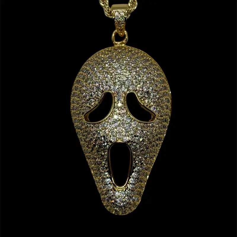 14k Gold Plated Ghost Face Mask Necklace