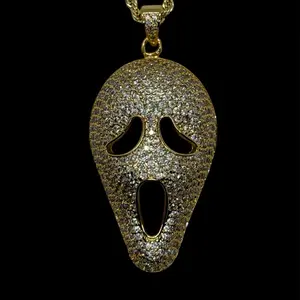 14k Gold Plated Ghost Face Mask Necklace
