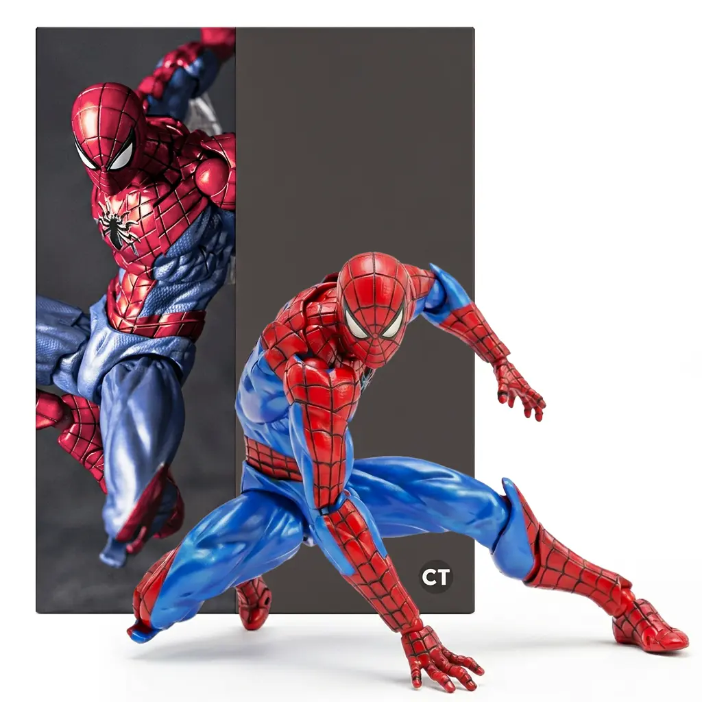 CT Toys Marvel Spider-Man Ver. 2.0 1:12 Action Figure, 6.3-Inch Highly Poseable Comic Collectible with Web Effects, Swappable Eyes & Display Stand