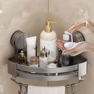 No Drilling Heavy Duty Shower Cage with Hooks, Bathroom Wall Mounted Basket Organizer, Easily Removable Rust-Proof Stainless Steel Shower Cage suction cup bathroom accessories