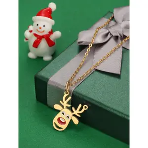 Christmas Limited Reindeer Pendant Necklace,Festive Vibe Versatile Necklace for Daily Wear