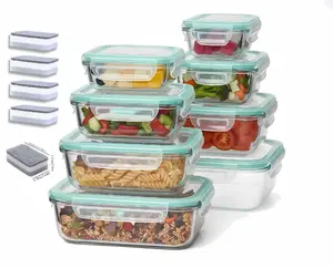 Seasonal 8-Piece BPA-Free Borosilicate Glass Food Storage Containers with Leak-Proof Lids Microwave & Dishwasher Safe Stackable Kitchen Set Preserving