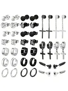 Stainless Steel Earrings Set, Studs Earrings, Fashionable Earrings for Women & Men, Hypoallergenic Earrings, Versatile Earrings, Trendy All-match & Exquisite Jewelry for Birthday Gift, Trendy Jewellery Accessories