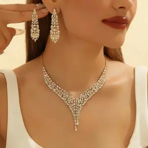Bestselling Women's Jewelry Set - Luxury Teardrop Earrings & Elegant Necklace with High-End Fashion Vibe