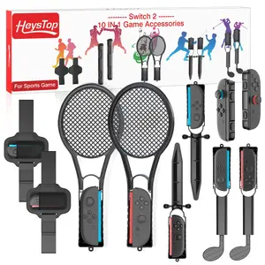 Sports Accessories for  Switch 2 ,10 in 1 Family Sports Accessories Kit for Switch 2 Games, with Leg Strap,Golf Clubs,Tennis Rackets,Sword Grips,Joy-con wrist straps